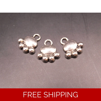 Tibetan Silver Paw Pendant / Charm x 3